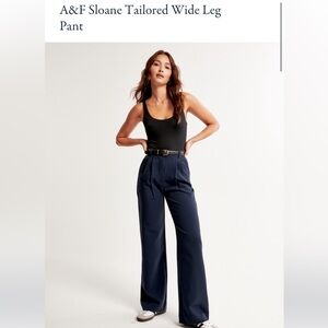 Abercrombie Sloan Curve Love Tailored Wide Leg Pant - Navy - 6 / 28